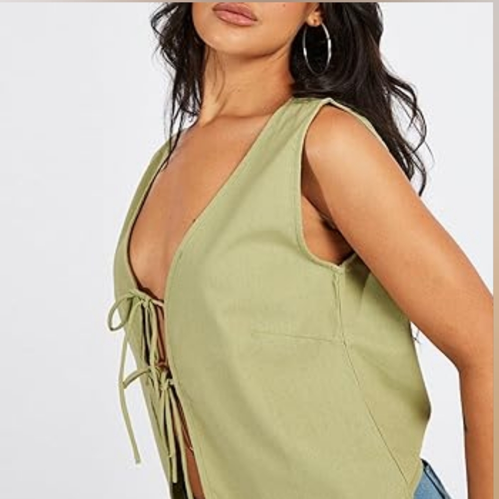 Mango Tie-Front Sleeveless Top